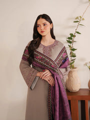 GARNET-3PC LAWN EMBROIDERED SHIRT WITH CHIFFON PRINTED DUPATTA AND EMB TROUSER-NC-2617