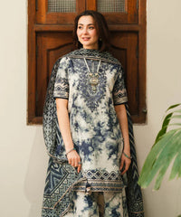 SAPPHIRE-3PC LAWN PRINTED EMB SHIRT WITH LAWN PRINTED DUPATTA AND PRINTED TROUSER-NC-2627