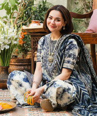 SAPPHIRE-3PC LAWN PRINTED EMB SHIRT WITH LAWN PRINTED DUPATTA AND PRINTED TROUSER-NC-2627