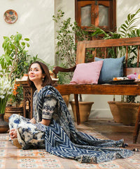 SAPPHIRE-3PC LAWN PRINTED EMB SHIRT WITH LAWN PRINTED DUPATTA AND PRINTED TROUSER-NC-2627