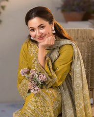 JADE-3PC LAWN SEQUIN EMBROIDERED SHIRT WITH CHIFFON PRINTED EMB DUPATTA & TROUSER-NC-2628