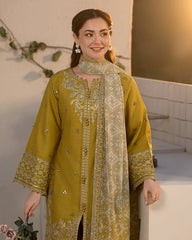 JADE-3PC LAWN SEQUIN EMBROIDERED SHIRT WITH CHIFFON PRINTED EMB DUPATTA & TROUSER-NC-2628