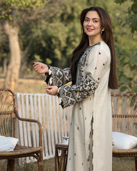 QALAMQAR-3PC LAWN EMBROIDERED SHIRT WITH CHIFFON EMBROIDERED DUPATTA AND EMB TROUSER-NC-2600