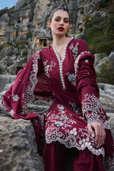 IMAGE-3PC LAWN EMBROIDERED SHIRT WITH KHADDI NET EMBROIDERED DUPATTA AND EMB TROUSER-NC-2645