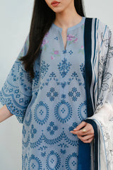 ZARA SHAH JAHAN-3PC LAWN EMBROIDERED SHIRT WITH CHIFFON PRINTED DUPATTA AND TROUSER-NC-2637