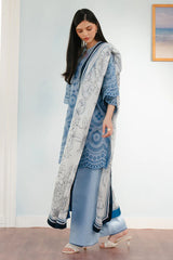 ZARA SHAH JAHAN-3PC LAWN EMBROIDERED SHIRT WITH CHIFFON PRINTED DUPATTA AND TROUSER-NC-2637