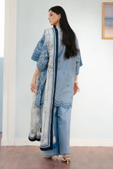 ZARA SHAH JAHAN-3PC LAWN EMBROIDERED SHIRT WITH CHIFFON PRINTED DUPATTA AND TROUSER-NC-2637