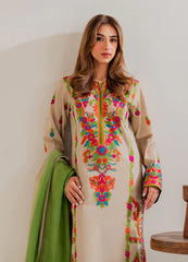 VINTAGE-3PC LAWN EMBROIDERED SHIRT WITH CHIFFON TYE&DYE DUPATTA & TROUSER-NC-2636