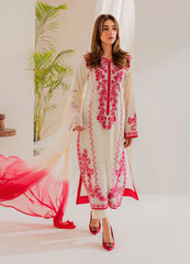 VINTAGE-3PC LAWN EMBROIDERED SHIRT WITH CHIFFON TYE&DYE DUPATTA AND TROUSER-NC-2655
