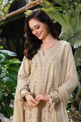 ETHNIC-3PC LAWN EMBROIDERED SHIRT WITH KHAADI NET EMBROIDERED DUPATTA AND TROUSER -NC-2658