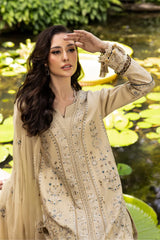 ETHNIC-3PC LAWN EMBROIDERED SHIRT WITH KHAADI NET EMBROIDERED DUPATTA AND TROUSER -NC-2658