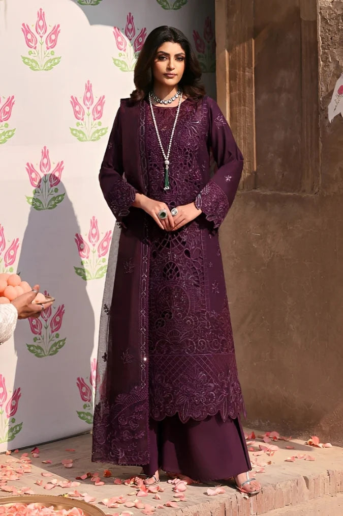 MAHNUR-3PC LAWN SEQUENCE EMBROIDERED SHIRT WITH KHADDI NET EMBROIDERED DUPATTA AND TROUSER-NC-2692