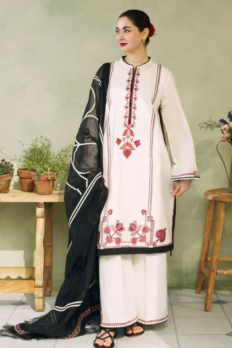 ZAHRA SHAHJAHAN- 3PC LAWN EMBROIDERED SHIRT WITH DIAMOND PRINTED DUPATTA-NC-2638