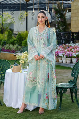 ELAF-3PC LAWN CHIKANKAARI EMBROIDERED SHIRT WITH CHIFFON PRINTED DUPATTA AND TROUSER-NC-2690