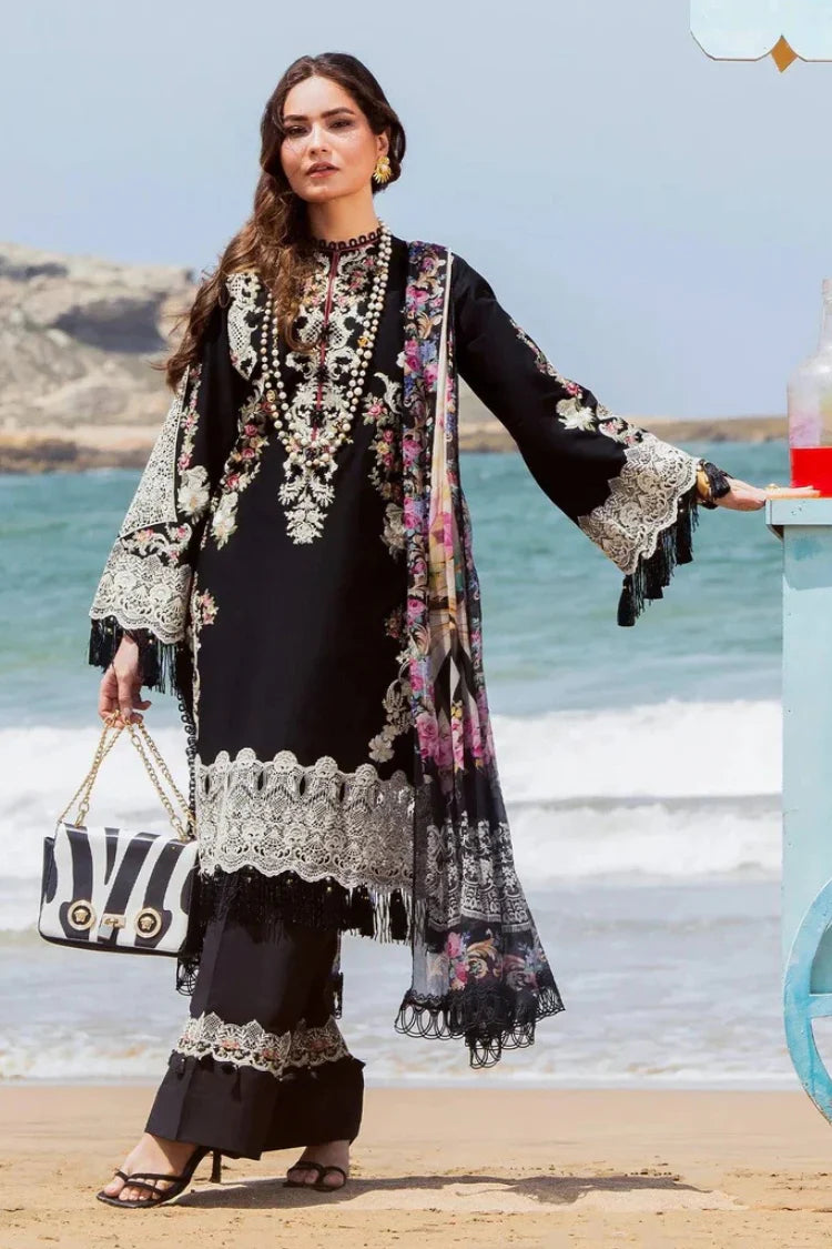 ELAF-3PC LAWN EMBROIDERED SHIRT WITH CHIFFON PRINTED DUPATTA AND EMB TROUSER-NC-2697