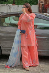 RANG RASIYA-3PC LAWN EMBROIDERED SHIRT WITH CHIFFON PRINTED DUPATTA & EMB TROUSER-BIC-2639