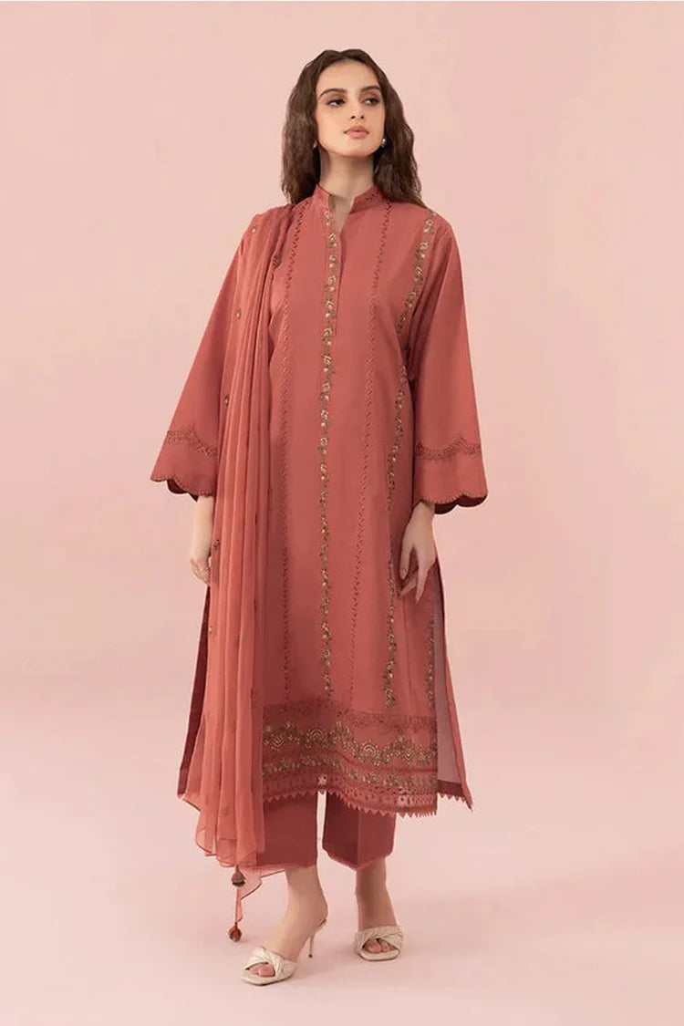 SAPPHIRE -3PC LAWN EMBROIDERED SHIRT WITH BAMBER CHIFFON EMBROIDERED DUPATTA-NC-2664