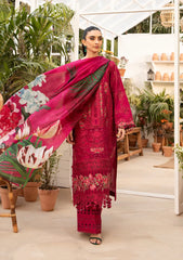 BAROUQE-3PC LAWN CHIKENKARI EMBROIDERED SHIRT WITH CHIFFOON PRINT DUPATTA AND EMB TROUSER-NC-2636