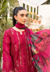 BAROUQE-3PC LAWN CHIKENKARI EMBROIDERED SHIRT WITH CHIFFOON PRINT DUPATTA AND EMB TROUSER-NC-2636