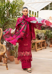BAROUQE-3PC LAWN CHIKENKARI EMBROIDERED SHIRT WITH CHIFFOON PRINT DUPATTA AND EMB TROUSER-NC-2636