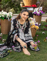 ELAF-3PC LAWN HEAVY EMBROIDERED SHIRT WITH CHIFFON PRINTED DUPATTA AND TROUSER-NC-2623