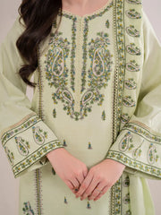 GARNET-3PC LAWN EMBROIDERED SHIRT WITH LAWN EMBROIDERED DUPATTA AND TROUSER-NC-2629