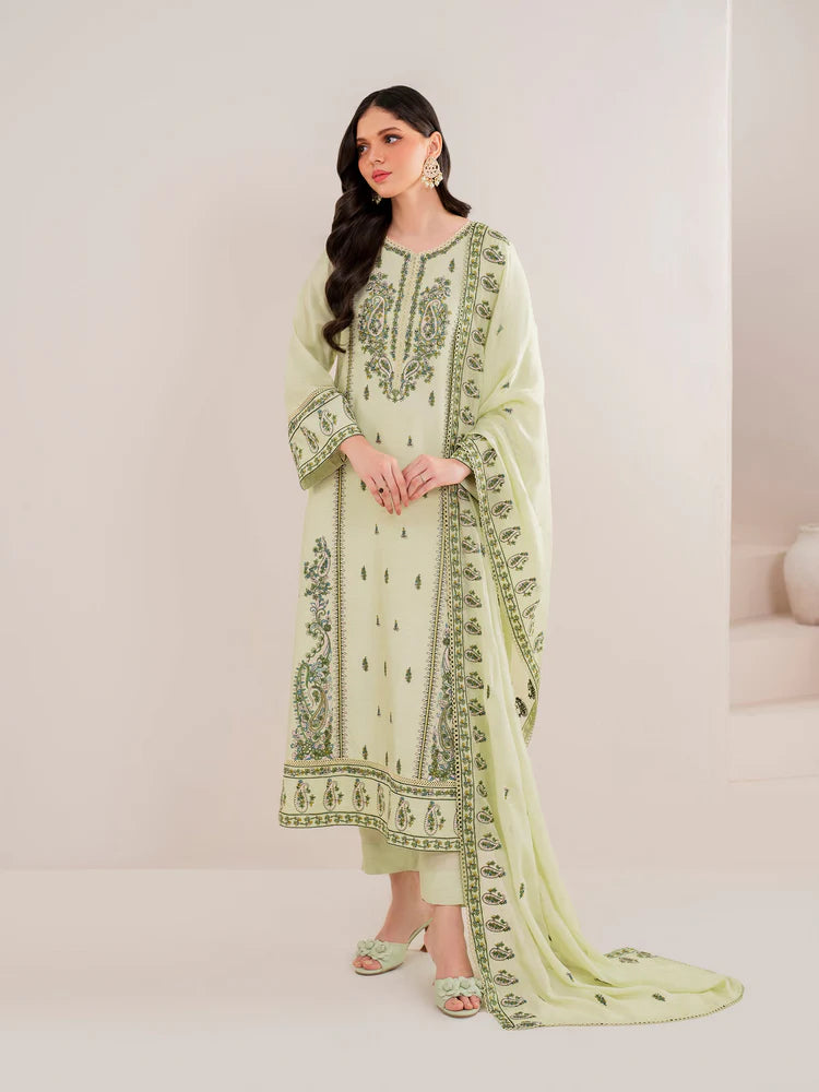 GARNET-3PC LAWN EMBROIDERED SHIRT WITH LAWN EMBROIDERED DUPATTA AND TROUSER-NC-2629