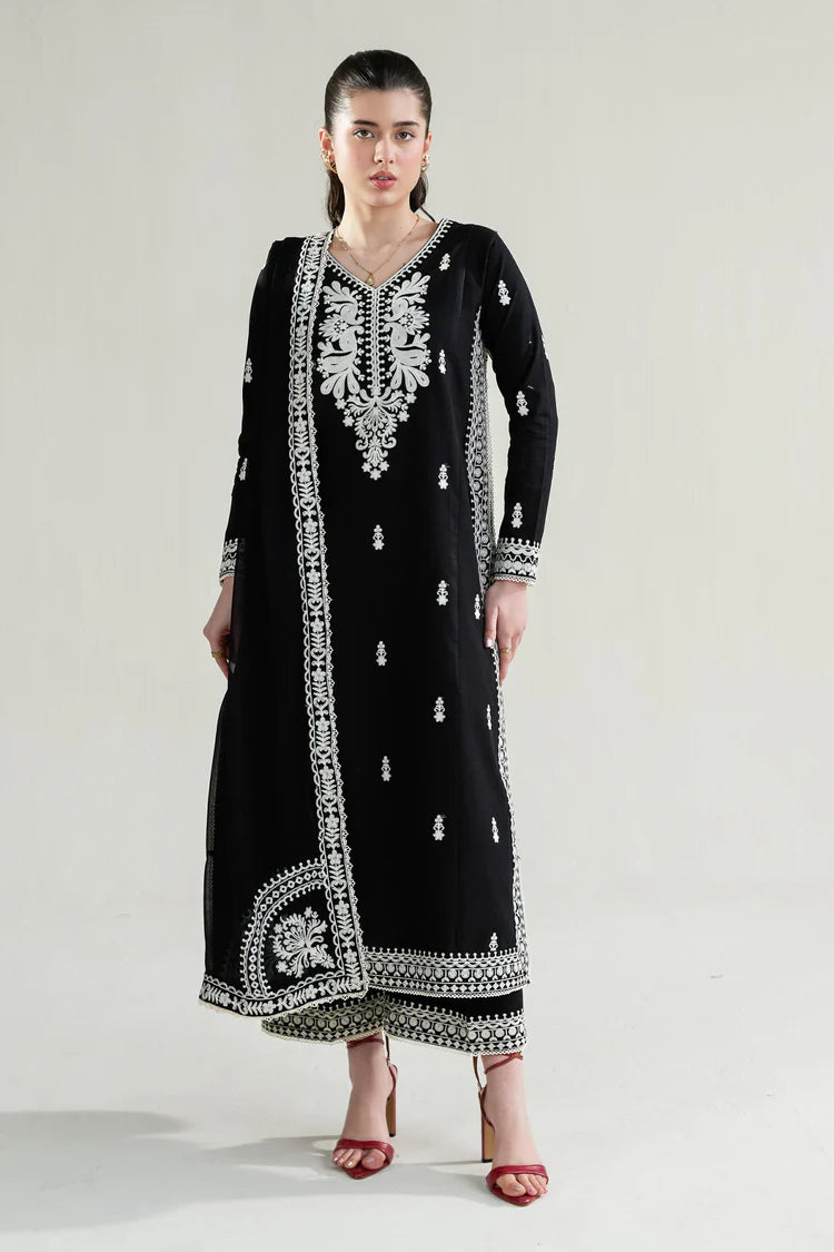 ZAIB-3PC LAWN EMBROIDERED SHIRT WITH KHADDI NET EMBROIDERED DUPATTA AND TROUSER-NC-2678