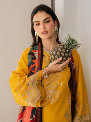 IZEL-3PC LAWN EMBROIDERED SHIRT WITH CHIFFON PRINT DUPATTA AND EMB TROUSER-NC-2621