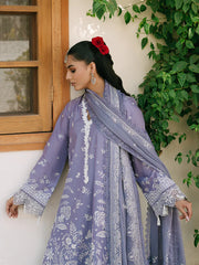 MAHNUR-3PC LAWN EMBROIDERED SHIRT WITH KHADDI NET EMBROIDERED DUPATTA AND TROUSER-NC-