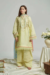 ZARA SHAH JAHAN-3PC LAWN EMBROIDERED SHIRT WITH CHIFFON PRINTED DUPATTA & EMB TROUSER-NC-2650