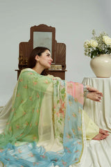 ZARA SHAH JAHAN-3PC LAWN EMBROIDERED SHIRT WITH CHIFFON PRINTED DUPATTA & EMB TROUSER-NC-2650
