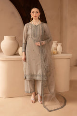 BATIK-3PC LAWN SEQUIN EMBROIDERED SHIRT WITH ORGANZA EMBROIDERED DUPATTA AND EMB TROUSER-NC-2634