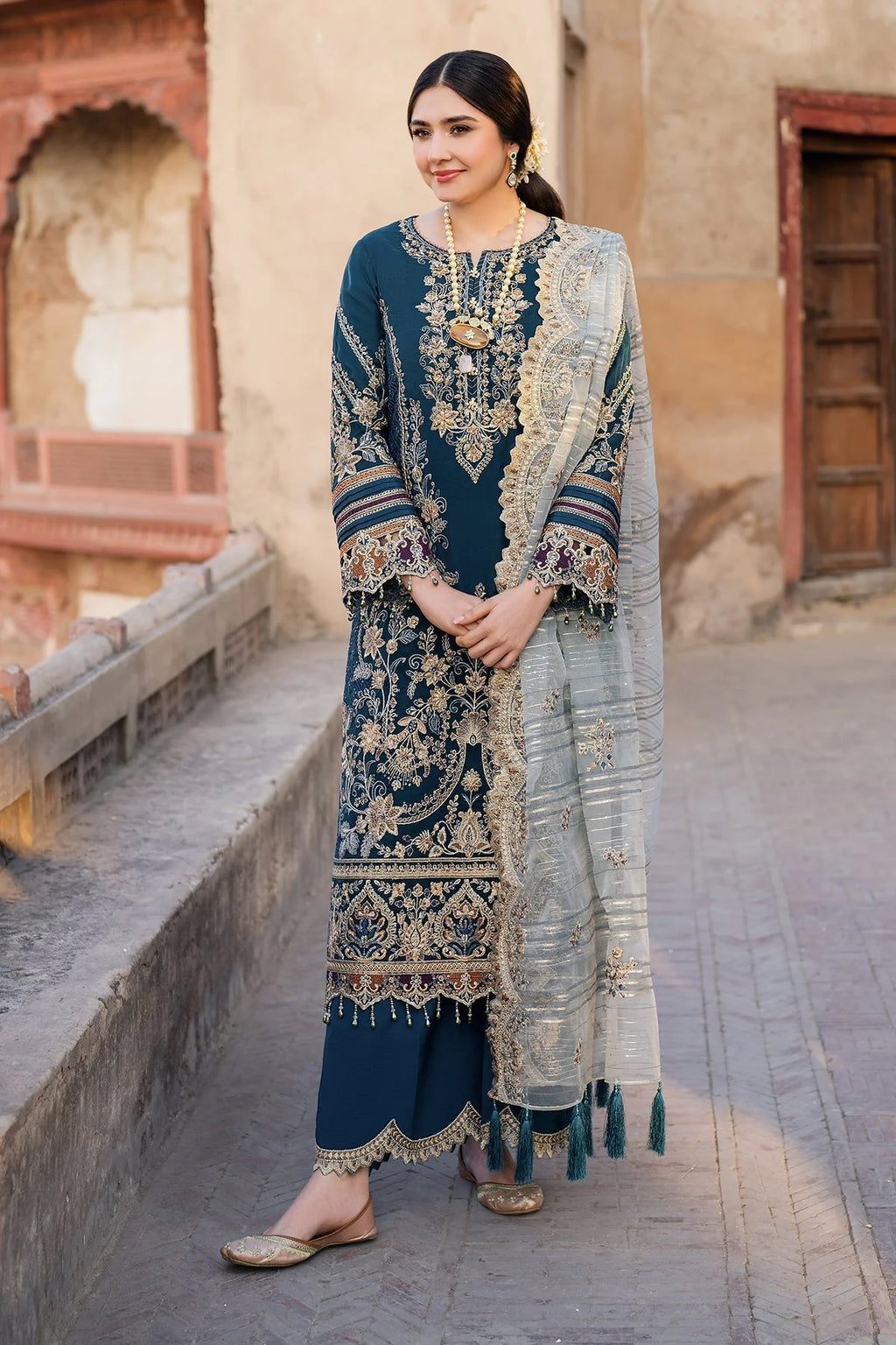 BATIK-3PC LAWN SEQUIN EMBROIDERED SHIRT WITH KHADDI NET EMBROIDERED DUPATTA AND EMB TROUSER-NC-2672