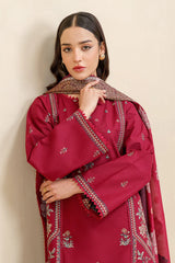 SAPPHIRE-3PC LAWN EMBROIDERED SHIRT WITH CHIFFON PRINTED DUPATTA AND TROUSER-NC-2627