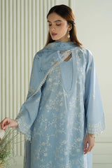 CROSS STITCH-3PC LAWN EMBROIDERED SHIRT WITH CHIFFON PRINTED DUPATTA AND TROUSER-NC-2612