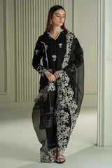 CROSS STITCH-3PC LAWN EMBROIDERED SHIRT WITH ORGANZA EMBROIDRERD DUPATTA & TROUSER-NC-2666
