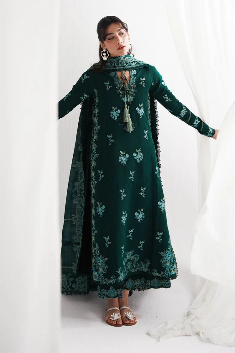 GARNET-3PC LAWN EMBROIDERED SHIRT WITH KHADDI NET EMBROIDERED DUPATTA & EMB TROUSER-NC-2687