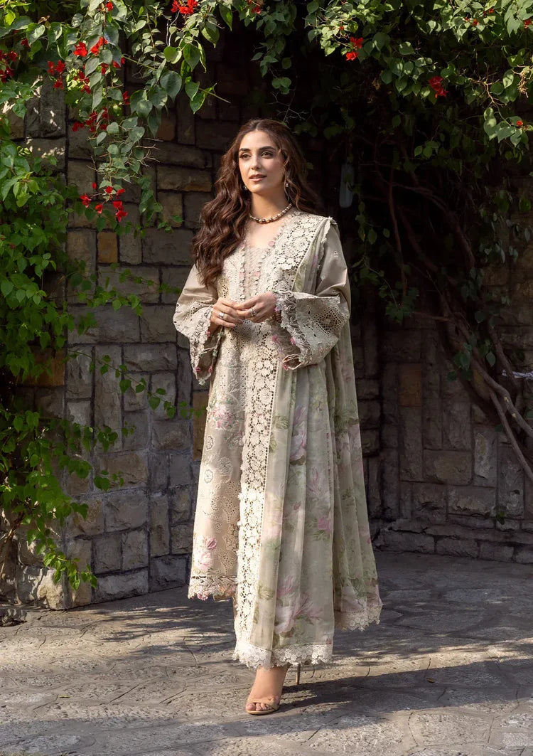 ELAF-3PC LAWN EMBROIDERED SHIRT WITH CHIFFON PRINTED EMBROIDERED DUPATTA AND TROUSER-NC-2608