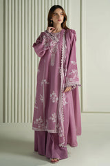 CROSS STITCH-3PC LAWN EMBROIDERED SHIRT WITH CHIFOON MBROIDRERD DUPATTA & TROUSER-NC-2601