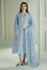 CROSS STITCH-3PC LAWN EMBROIDERED SHIRT WITH CHIFFON PRINTED DUPATTA AND TROUSER-NC-2612
