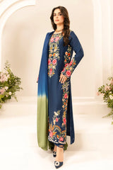 MIRANA-3PC LAWN EMBROIDERED SHIRT WITH CHIFFON TYE & DYE DUPATTA & TROUSER-NC-2645