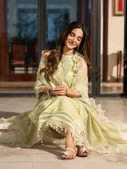 IZEL-3PC LAWN EMBROIDERED SHIRT WITH KHAADI NET EMBROIDERED DUPATTA AND TROUSER-NC-2603