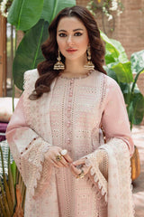 JAZMIN-3PC LAWN CHIKANKARI EMBROIDERED SHIRT WITH KHADDI NET EMB DUPATTA AND TROUSER -NC-2652