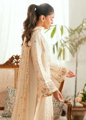 QALAMQAR - 3PC LAWN EMBROIDERED SHIRT WITH KHAADI NET EMBROIDERED DUPATTA AND TROUSER -NC-2653
