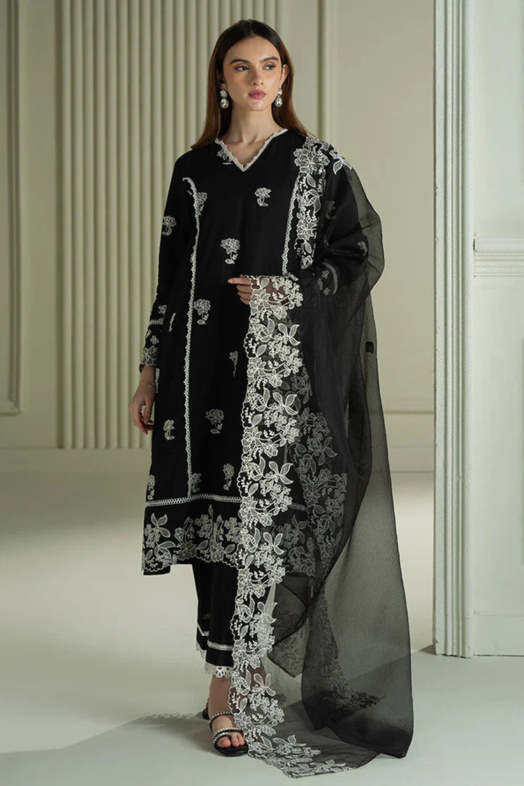CROSS STITCH-3PC LAWN EMBROIDERED SHIRT WITH ORGANZA EMBROIDRERD DUPATTA & TROUSER-NC-2666