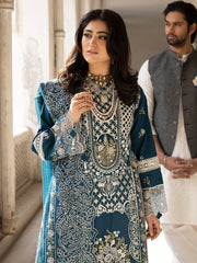 MAHNUR-3PC LAWN EMBROIDERED SHIRT WITH ORGANZA EMBROIDERED DUPATTA AND TROUSER-NC-2609