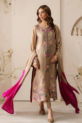 VINTAGE-3PC LAWN EMBROIDERED SHIRT WITH CHIFFON TYE&DYE DUPATTA AND TROUSER-NC-2668