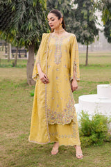 IZEL-3PC LAWN EMBROIDERED SHIRT WITH KHAADI NET EMBROIDERED DUPATTA AND TROUSER-NC-2650 (Copy)