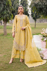IZEL-3PC LAWN EMBROIDERED SHIRT WITH KHAADI NET EMBROIDERED DUPATTA AND TROUSER-NC-2650 (Copy)
